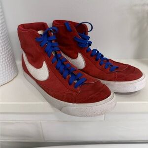Nike Blazer Suede High Top Red Shoes Women's‎ Sneakers Size 8 Retro Customized